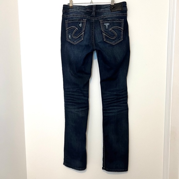 Silver Jeans Women’s Suki Straight Leg Mid Rise Dark Denim 28 X 32 Super Stretch - Picture 11 of 16